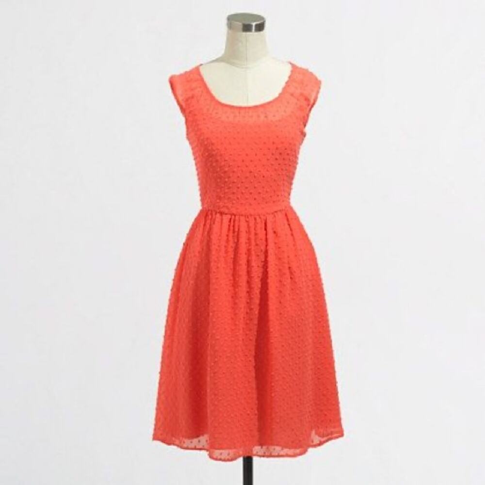 J Crew Factory Confetti Textured Neon Pink Cap Sleeve Knee Length Dress
